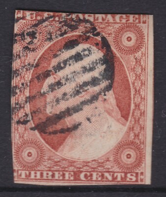 c.1851 - 1857 US / USA 3c THREE CENTS George Washington REF: W3C1