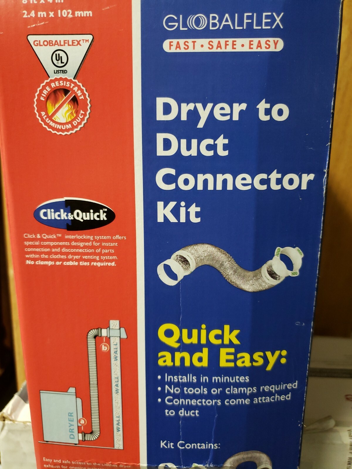 Globalflex 4 in x 8 ft. Flexible Dryer to Duct Connector Kit Fast