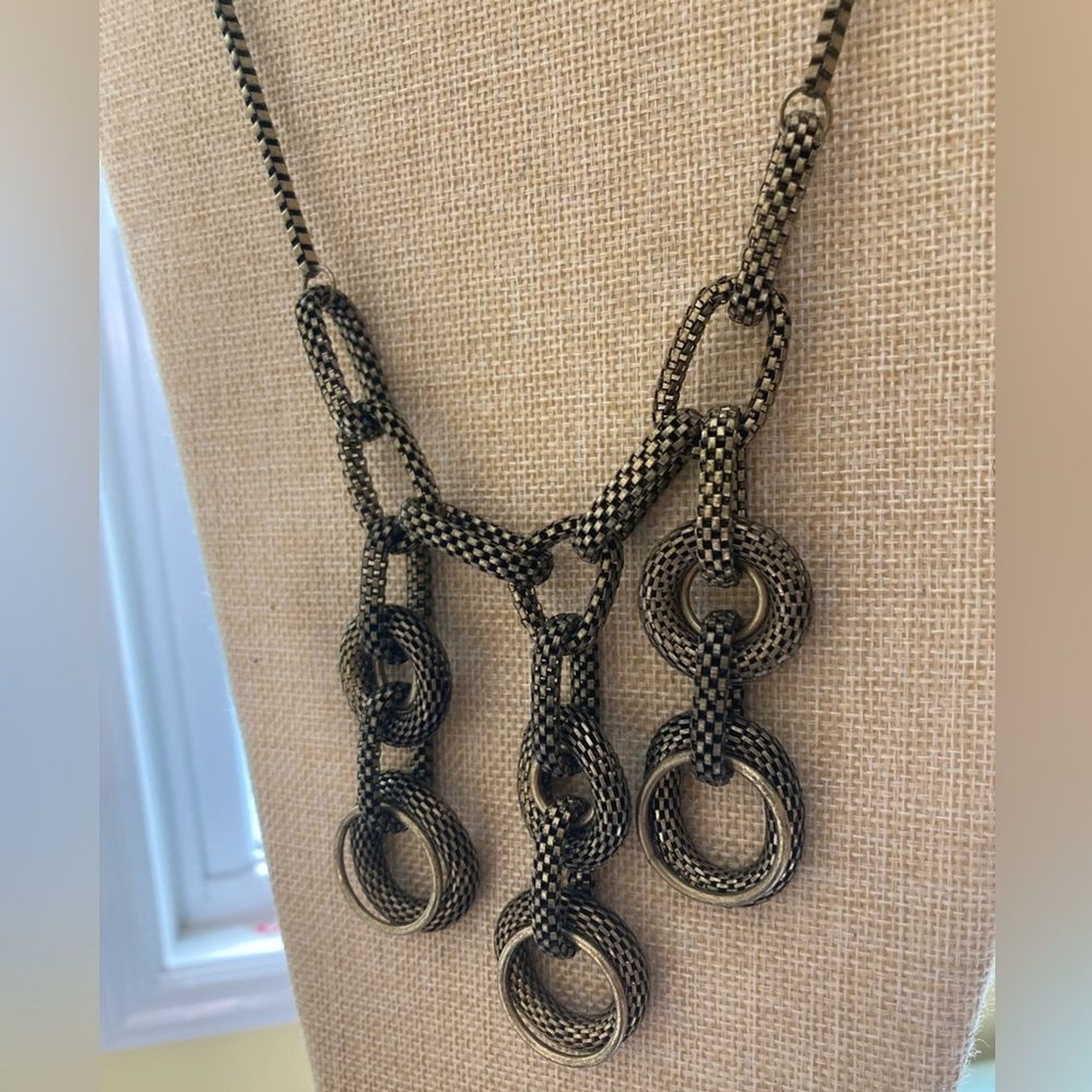 Talbots Brass Tone Chain Link Statement Necklace - image 7