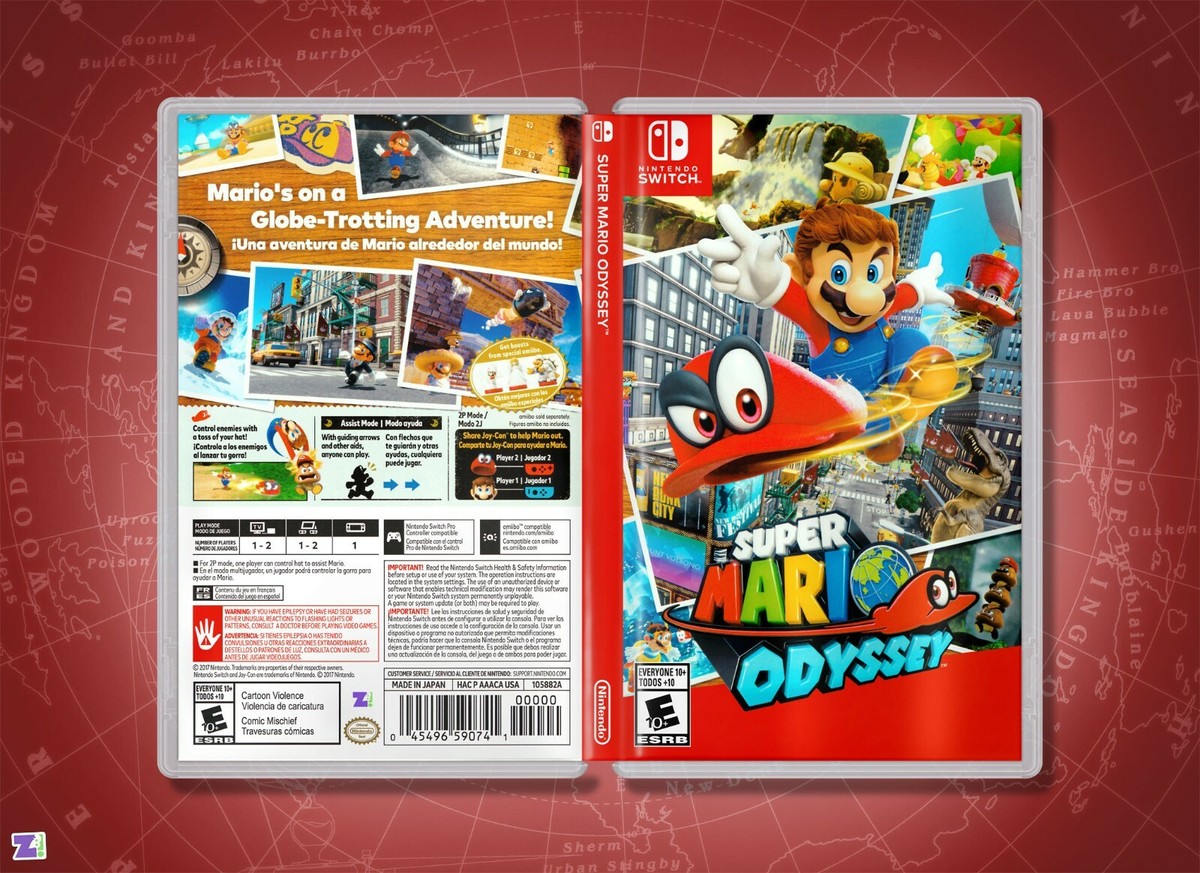 Super Mario Odyssey Replacement Cover Art Insert Case, Nintendo