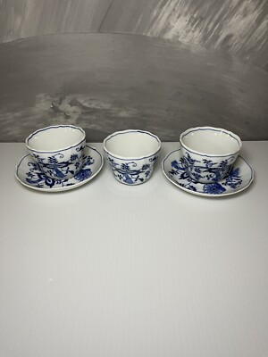  Blue Danube Tea Cups and Saucers REG.  US. PAT . OFF  5 Pieces