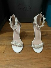 women pearl decor high heel stiletto open toe sandals size 8 FFCD 