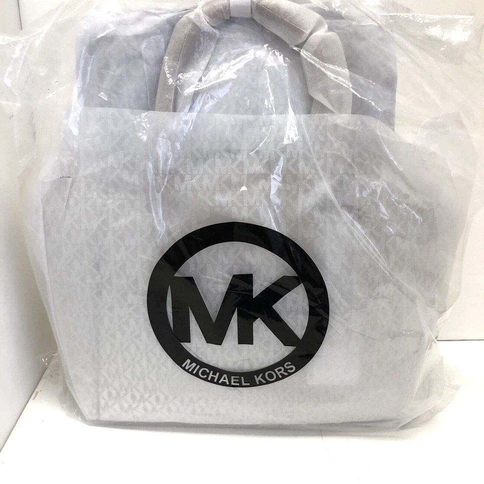 Bolso Bandolera Michael Kors RILEY Grande Firma Lona Recubierta Logo VAINILLA Nuevo Foto 2 de 4