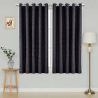 Thermal Blackout Curtains Eyelet Ring Top Ready Made Short Window Curtain Pair