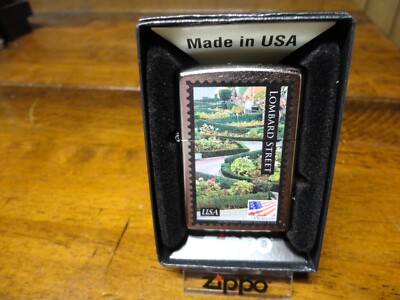 LOMBARD STREET SAN FRANCISCO, CA POSTAGE STAMP ZIPPO LIGHTER MINT IN BOX