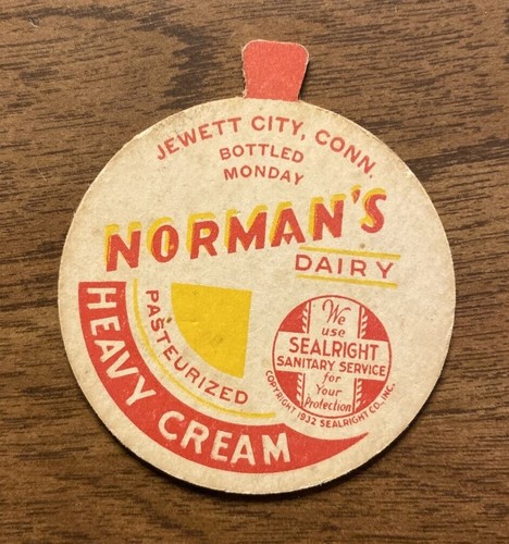 3 Vtg Norman’s Dairy Cream & Milk Bottle Caps Tops Jewett City Connecticut CT A8 - Picture 6 of 12
