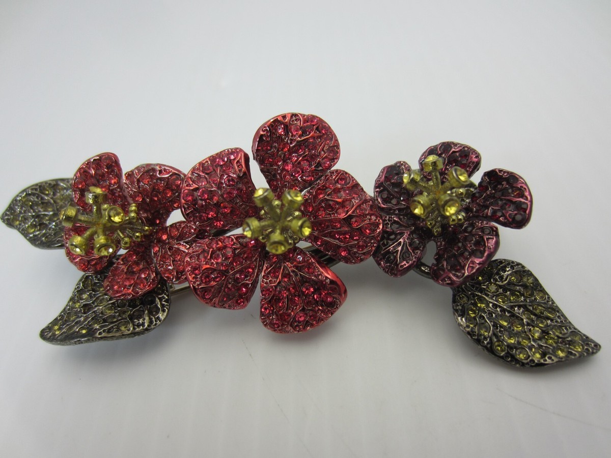 VALENTINO オーナメント Valentino Garavani Large Pin Brooch Rhinestone Flowers Italy