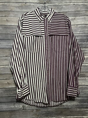 ''D Best'' Men's Western Wear Shirt By Liz Studio Size Small Wine Striped