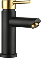 Basin Mixer Tap Bathroom Sink Taps Black and Brushed Gold Basin Taps, Monobloc