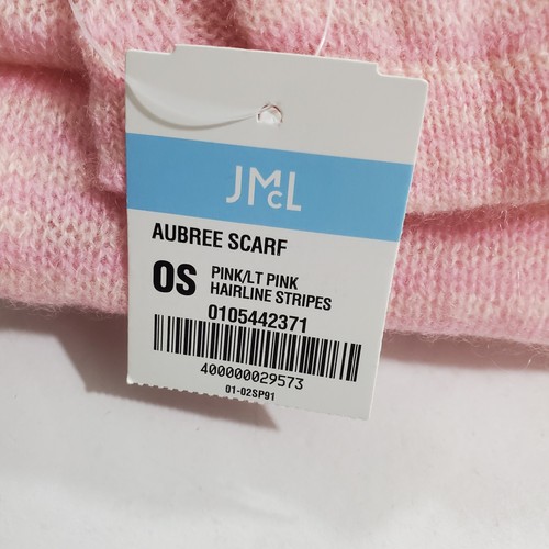 J. McLaughlin 100% Cashmere Aubree Scarf Pink Hairline Stripe Scarf NWT - Picture 3 of 8