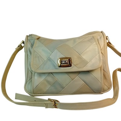 Vintage Cabrelli Quilted Crossbody Bag Ivory Faux Leather Shoulder Bag Purse