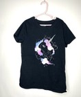Cat & Jack Unicorn T Shirt Tee Short Sleeve Black | Girl Size 10/12 Large L — photo 1