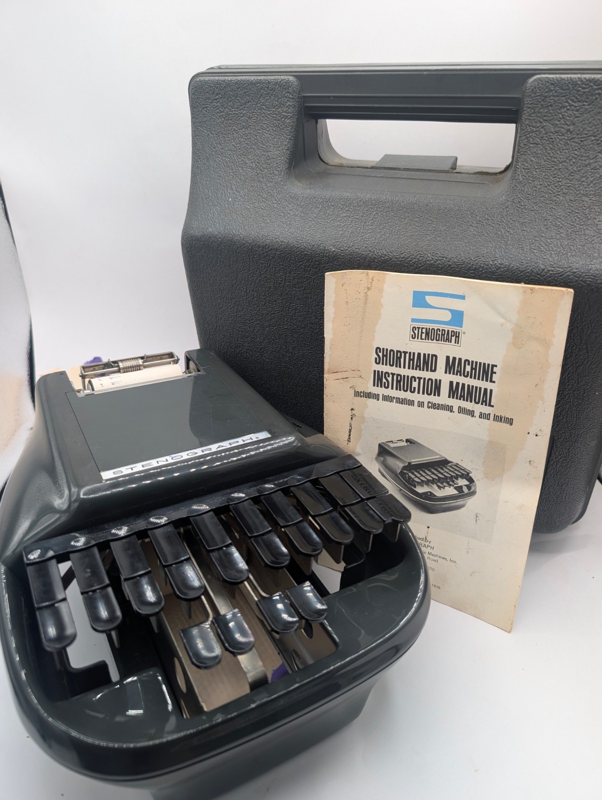 Stenograph Shorthand Machine Stenotype Working w Case + 1970 Manual - Working