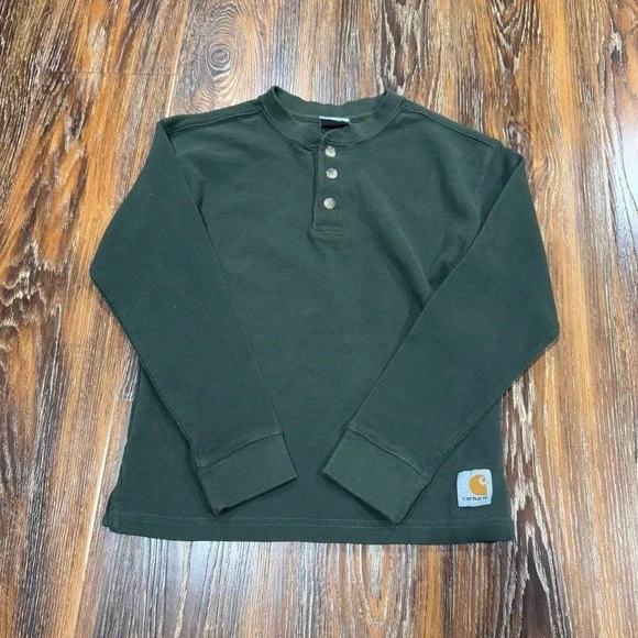 Camisa térmica Carhartt Vintage XS verde manga longa 4 5 6 meninos jovens - Imagem 3 de 4