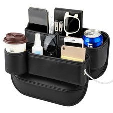 2 Pack Car Seat Filler Organizer Seat Gap Storage Box with Water Cup Holder