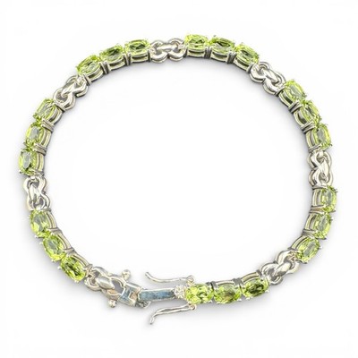 Wunderschönes SCG signiertes 925 Silber & Ovalschliff Peridot Tennis Armband