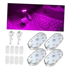 4 PCS Car LED Lights Interior Wireless, 7 Colors Magnetic 4pcs Pink, Sticky