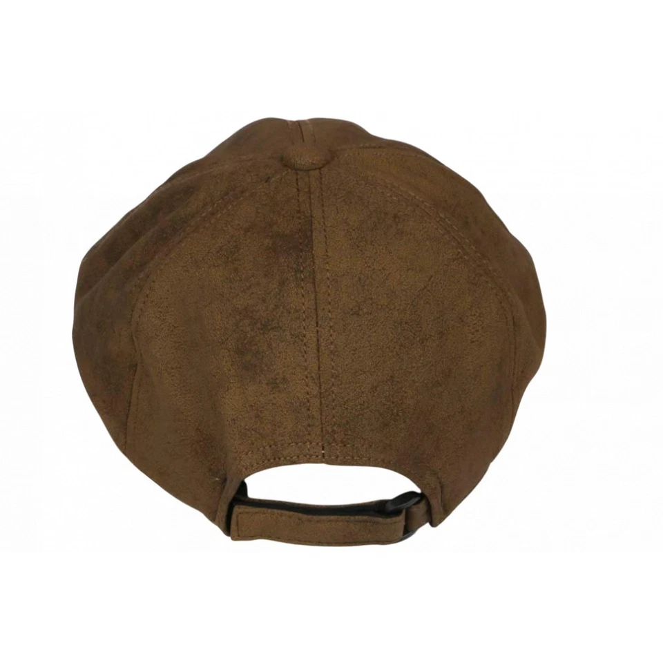 Beret Casquette Gavroche Cuir Marron Clair Rétro en Suedine Ajustable Nylro-Tai - Photo 4/4