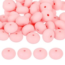 50Pcs 14mm Silicone Lentil Beads, Loose Abacus Bead for DIY Light Pink 
