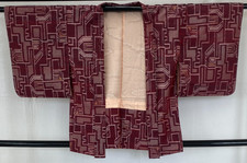 Japanese Vintage Kimono Haori Jacket Silk Purple Tumugi Traditional 31 in