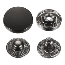 30 Set Press-Stud Cap Button 17mm Metal Snap Fastener for Leathers, Drak Black