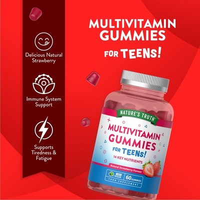 Nature's Truth Teens Multivitamin Erdbeere 60 Gummis (BBE 03/26)