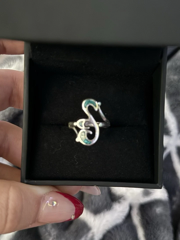 Anillo estilo boho plata y turquesa talla 6 Foto 3 de 3