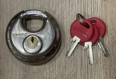 PODS Disc Circular Keyed Padlock Cube Smart Stainless Steel 2 3/4  Inch + 3 Keys