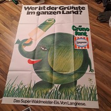 Original Plakat,  Reklame Gr&uuml;nofant, 70er Jahre, Sehr Gro&szlig;,  Langnese