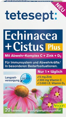 * Tetesept Echinacea + Cistus Plus* Immunabwehr mit C + Zink + D3 * 20 Tabletten