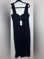 Reformation Cassi Knit Dress NWT Black Ribbed Midi Bodycon XL