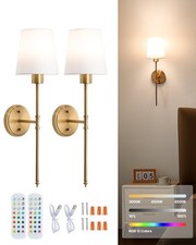 Battery Operated Wall Sconce Set 2 4000mAh Rechargeable Wireless Wall Ligh