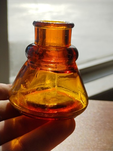 Honey Amber Color Cone Inkwell Glass Bottle | eBay