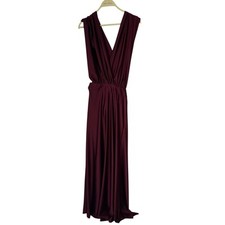 Lulus Truly A Fantasy Merlot Burgundy Satin Convertible Maxi Dress Size Medium