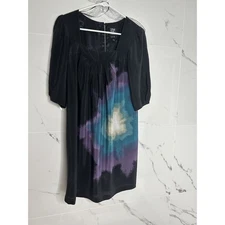 Vintage Jax Womens Silk Dress Tie Dye Sz 4 Y2k Colorful Galaxy Square Neck EUC