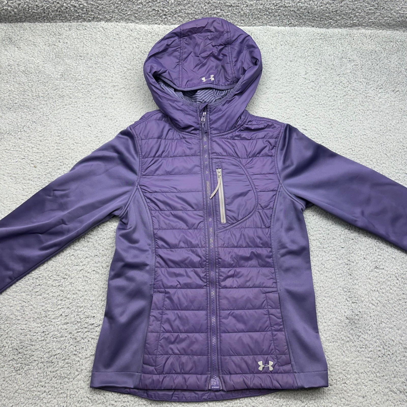 Under Armour 1249124 Womens XS ColdGear Infrared Primaloft Purple Hooded Jacket thumbnail 12