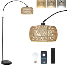 Arc Floor Lamps For Living Room With 3 Color Temperatures  Remote Dimmable Bulb