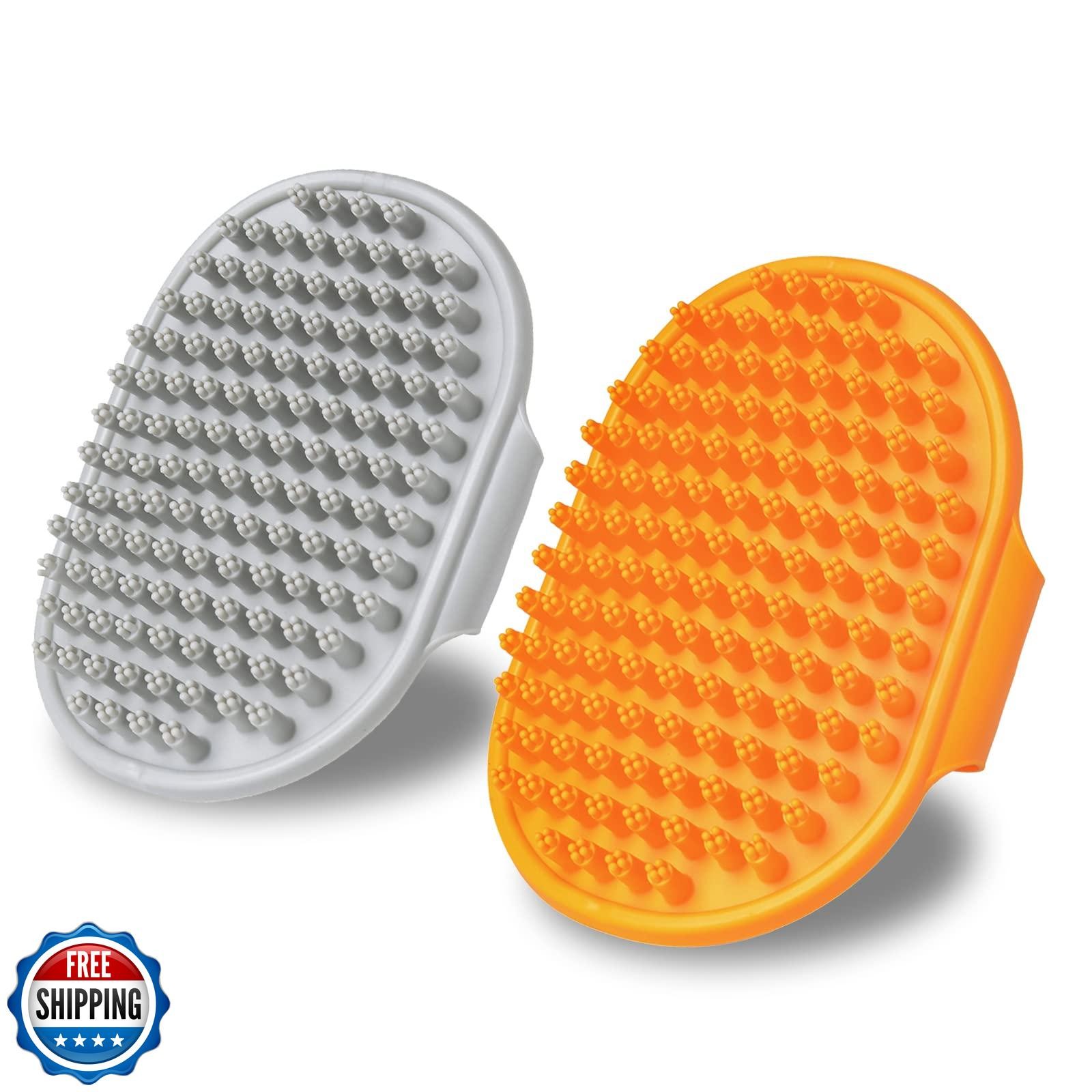 XIGOU Dog Bath Brush, 2 Pcs Short Hair Grooming Brush for Do