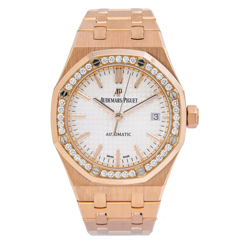 Audemars Piguet Royal Oak 37MM Rose Gold Factory Diamond Bezel...