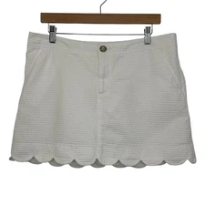Lilly Pulitzer Womens Colette Scallop Hem Skort Sz 12 White Skirt Tennis Preppy