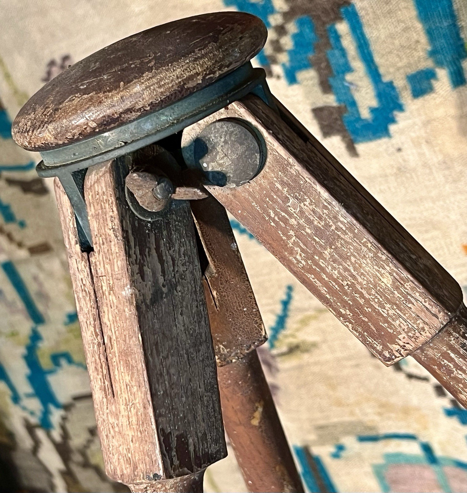 Antique Wooden Surveying Tripod With Metal Leg Caps 57'' Wooden Surveyor Tripod 