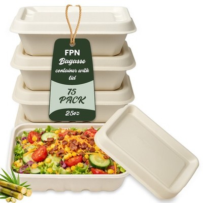 Disposable Clamshell Boxes with Lid 25 oz-75/150 pcs Food Take Out Container-FPN
