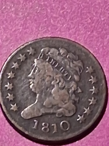 1810 CLASSIC HEAD HALF CENT. VF CONDITION FULL LIBERTY .BEST BUY PRICE.