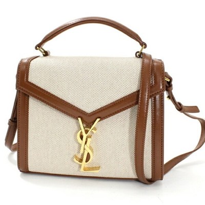 YSL Saint Laurent Cassandra Mini Shoulder Bag, Women's Canvas Brow