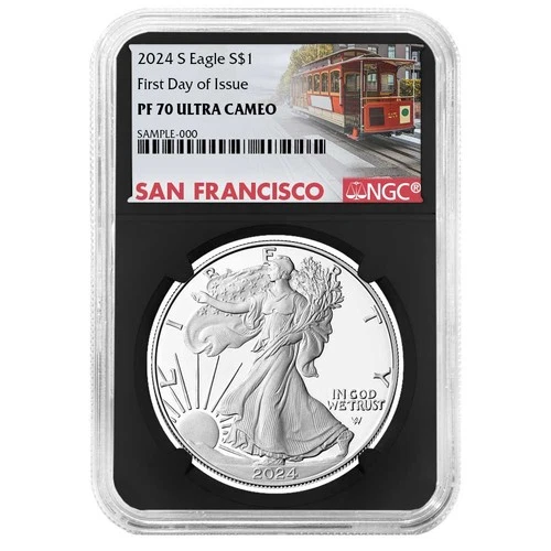 2024-S Proof $1 American Silver Eagle NGC PF70UC FDI Trolley Label Retro Core