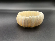 VINTAGE BOHO Chunky Nested Mother of Pearl Wide Stretch Bracelet 