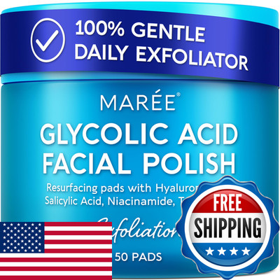 Maree Glycolic Acid Pads - Toner Pads For Face Cleansing - Exfoliating Pad Tea