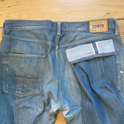 Edwin ED55 Relaxed Fit Silver Selvededge 34 x 34 Mens Blue Worn In