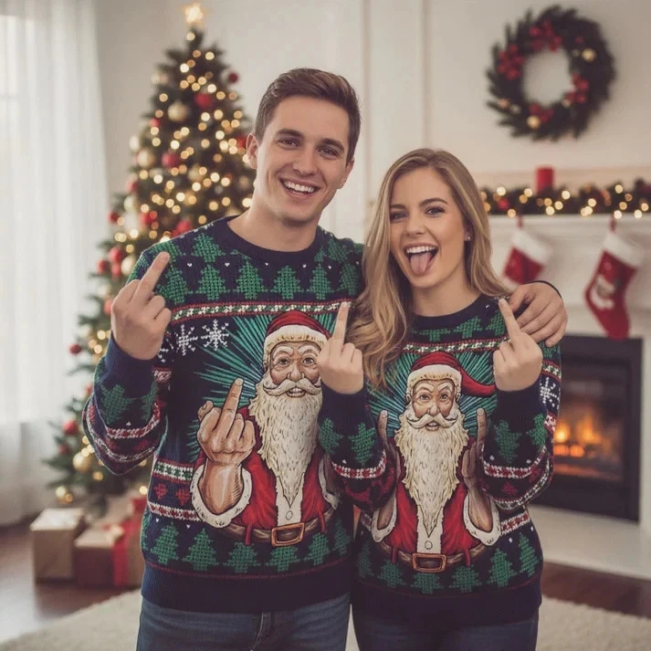 Santa Serving Double Holiday Attitude Ugly Sweatshirt