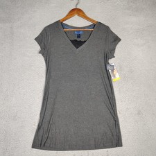 Rachel Roy Dress Women Medium Charcoal Gray Knit Ribbed Cap Sleeve Sleepwear NWT